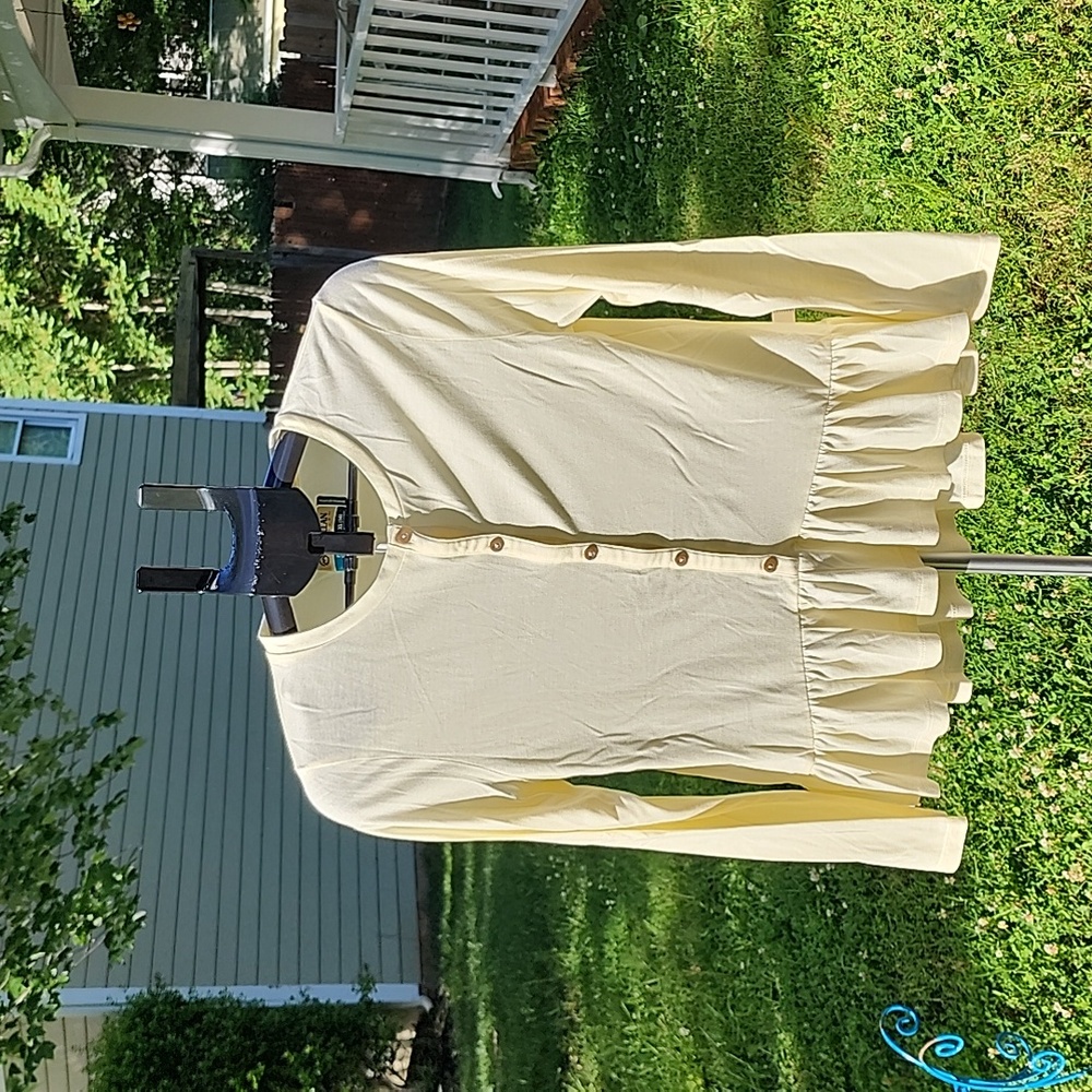 Magellan Shirt XL 16 Yellow Top Women's Fish Gear Long Sleeve Button Skirted Hem